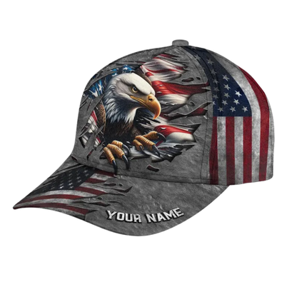 Custom Eagle American Flag 3D Baseball Caps, Custom USA Patriotic Hats Caps CP0135
