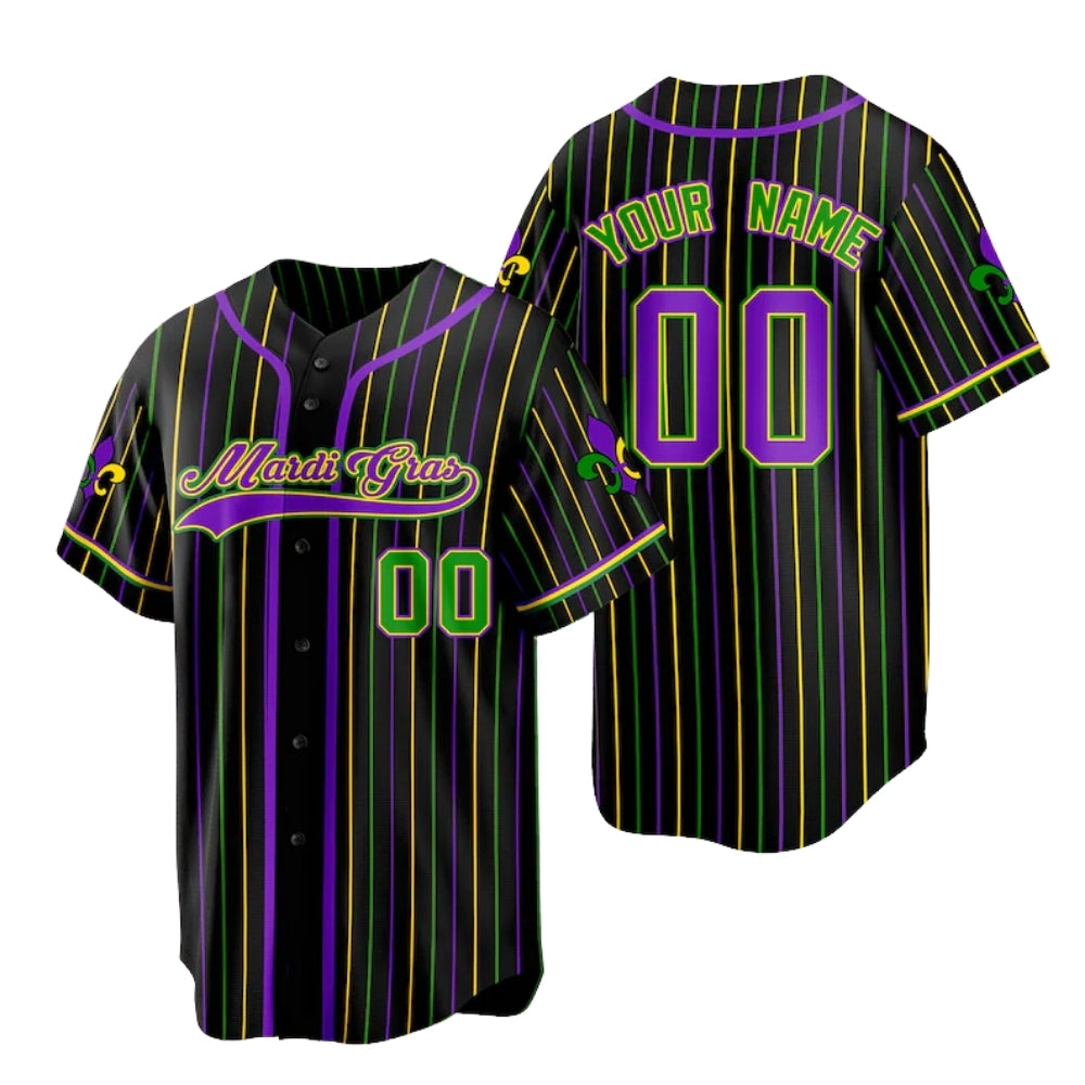 Personalized Matching Mardi Gras Family Baseball Jersey, Custom Family Mardi Gras Matching Baseball Shirts ET0721