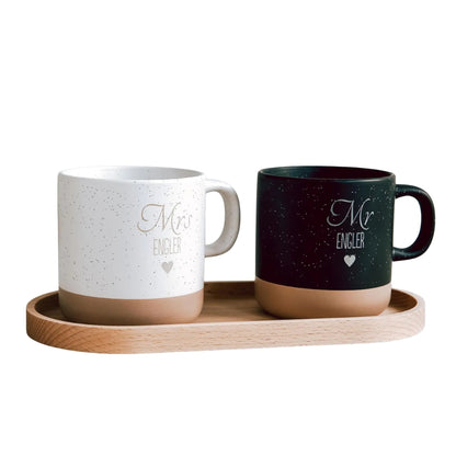 Personalized Mr And Mrs Last Name Pottery Mug, Custom Wedding Mug WD0319