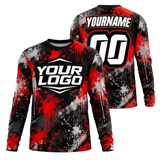 Custom Logo Motocross Long Sleeve Jersey For Men, Custom Logo Dirt Bike Shirts ME0066