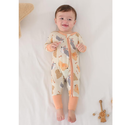 Puppy Dog Baby Convertible Zipper Romper, Dog Lover Baby Romper Convertible BB0613