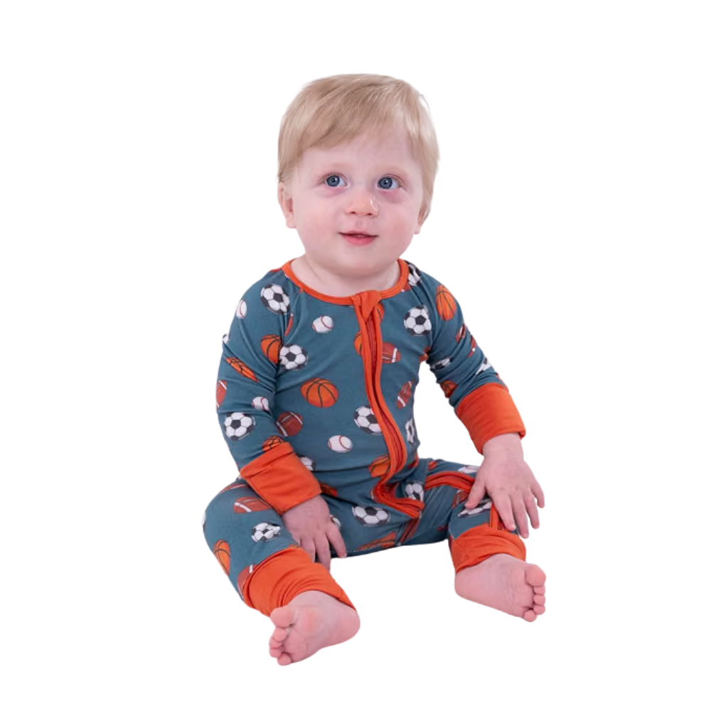 Soccer Football Basketball Baby Convertible Zipper Romper, Sport Baby Romper Convertible BB0435