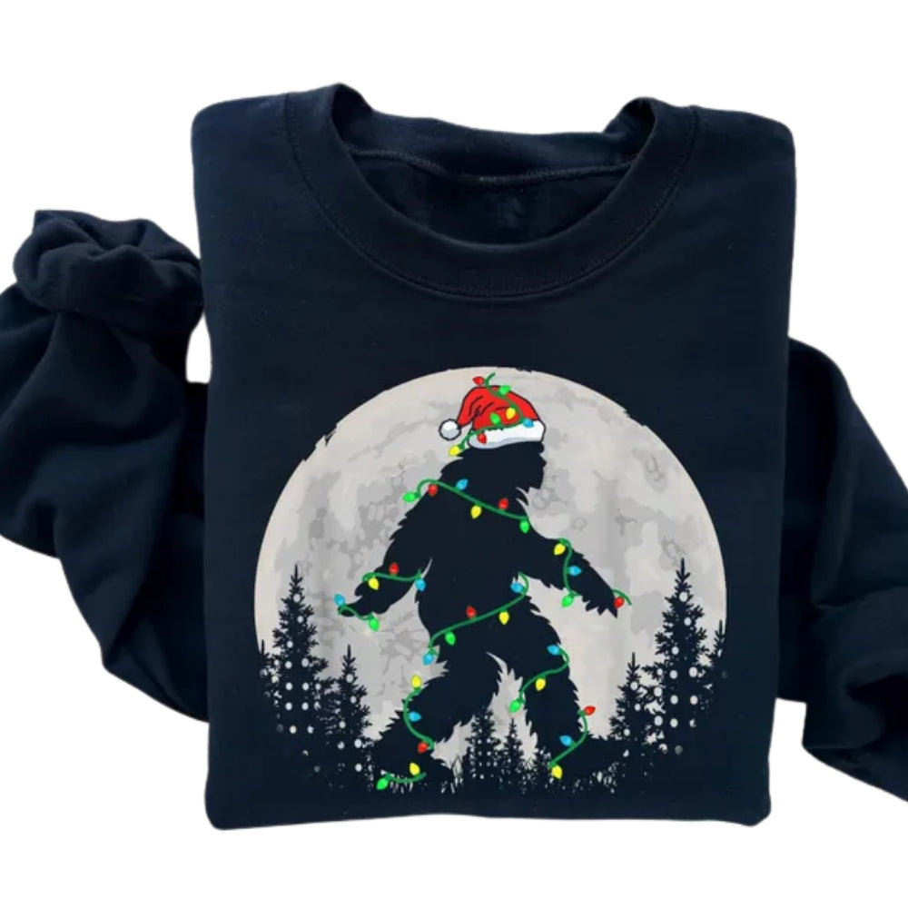 Bigfoot Santa Christmas Lights Sweatshirt, Bigfoot Lover Xmas Sweatshirt 2D0639