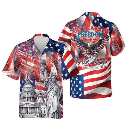 250 Of Freedom American Flag Hawaiian Shirt For Mens Womens, 4th Of July Patriotic Hawaiian Shirts HE0101