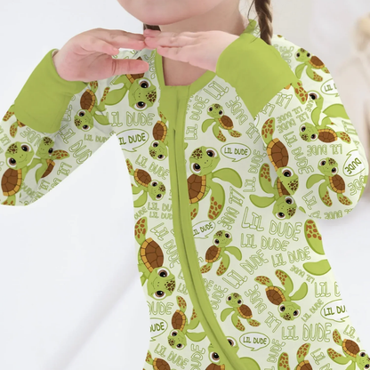 Turtle Lil Dude Baby Convertible Zippy Romper, Turtle Convertible Romper For Baby Boy BB0896