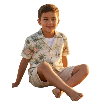 Palm Tree Tropical Hawaiian Matching Family Shirts, Beach Vacation Family Hawaiian Shirts ET0544