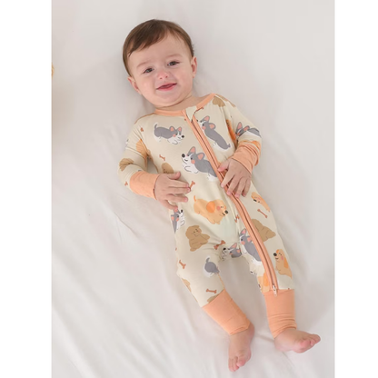 Puppy Dog Baby Convertible Zipper Romper, Dog Lover Baby Romper Convertible BB0613