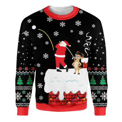 Santa Golfing Ugly Christmas 3D Sweatshirt, Golf Lover Christmas Sweater 2D1164
