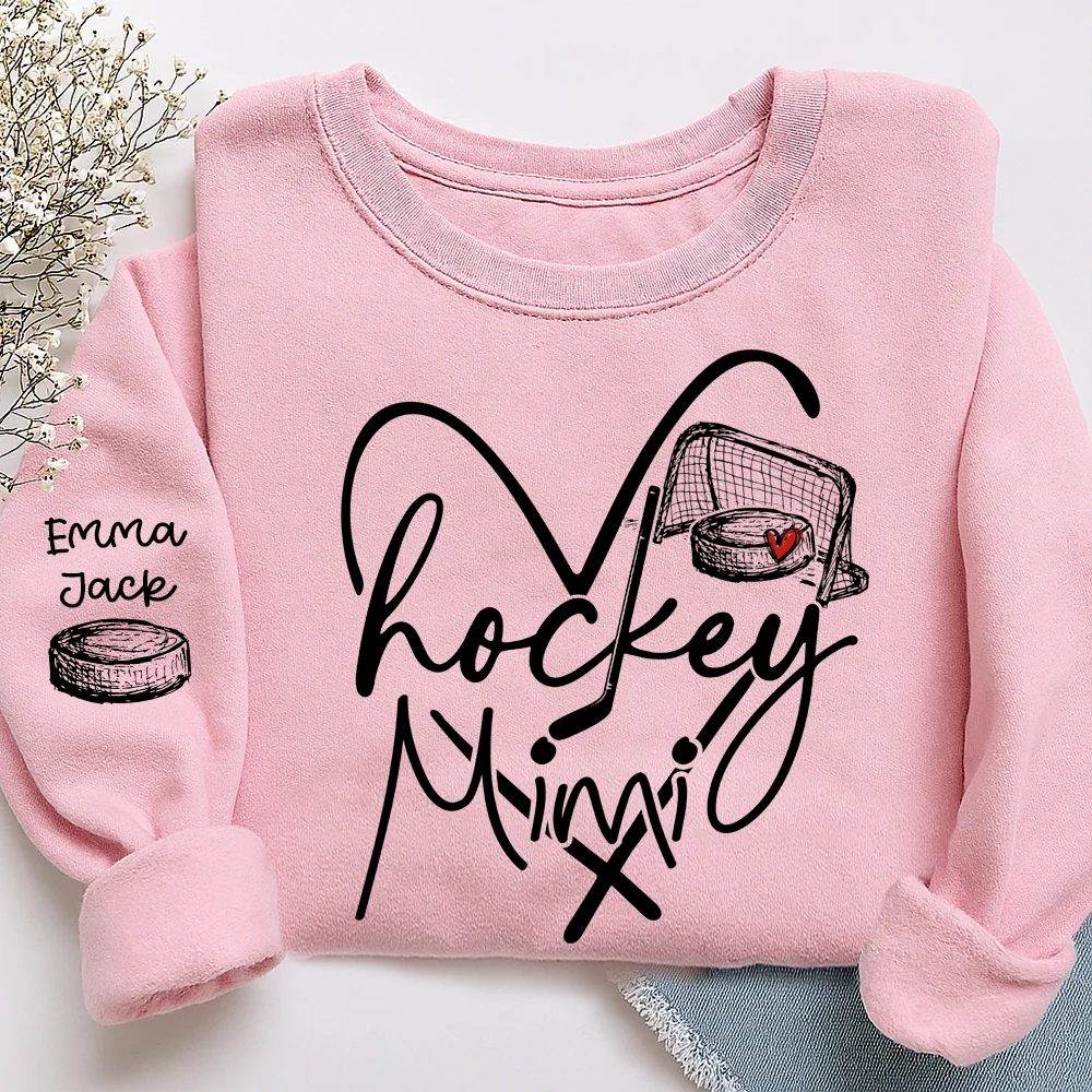 Personalized Hockey Mimi Sweatshirt Grandkids Names, Custom Hockey Grandmother Sweatshirt 2D1020