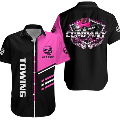 Personalized Towing Work Hawaiian Shirt For Men, Custom Tow Mechanic Uniform Shirts HE0253