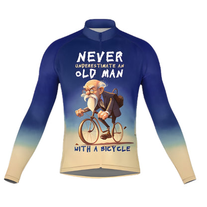 Never Underestimate An Old Man With A Bicycle Long Sleeve Men's Jersey, Funny Cycling Jersey For Mens CZ0068