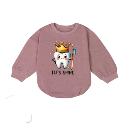 Let's Shine Tooth Baby Romper Sweatshirt, Dentist Baby Romper Sweater BB0480