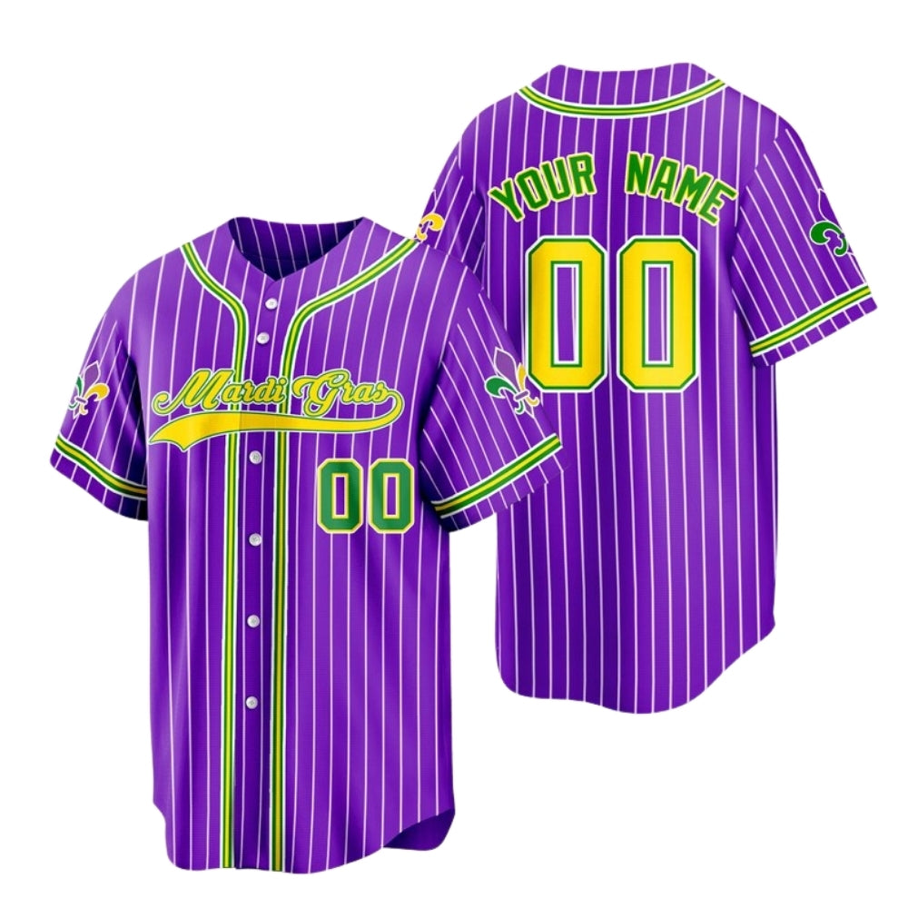 Personalized Matching Mardi Gras Family Baseball Jersey, Custom Family Mardi Gras Matching Baseball Shirts ET0721