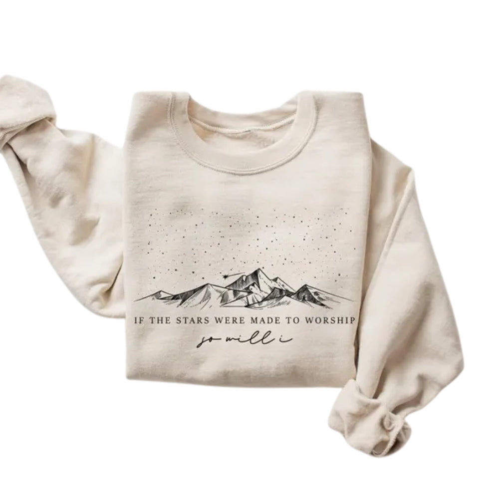 If The Stars Were Made To Worship Bible Verse Sweatshirt, Christian Faith Sweatshirt 2D0297