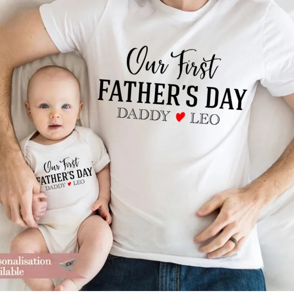 Custom Our First Father's Day Matching T Shirts For Daddy, Custom Family Shirts For 1st Father's Day ET0304
