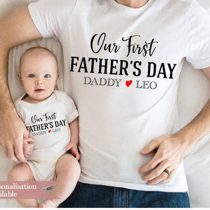 Custom Our First Father's Day Matching T Shirts For Daddy, Custom Family Shirts For 1st Father's Day ET0304