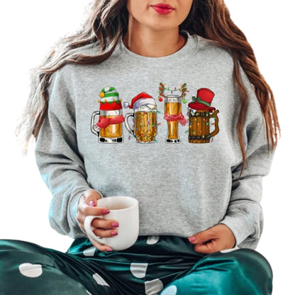 Santa Beer Christmas Lights Sweatshirt, Beer Christmas Sweatshirt 2D0640