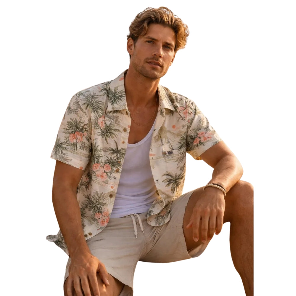 Palm Tree Tropical Hawaiian Matching Family Shirts, Beach Vacation Family Hawaiian Shirts ET0544