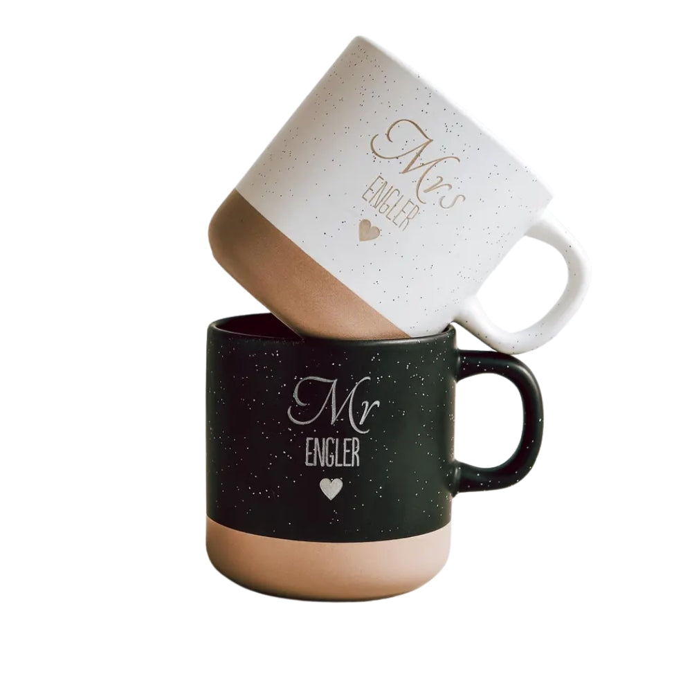 Personalized Mr And Mrs Last Name Pottery Mug, Custom Wedding Mug WD0319
