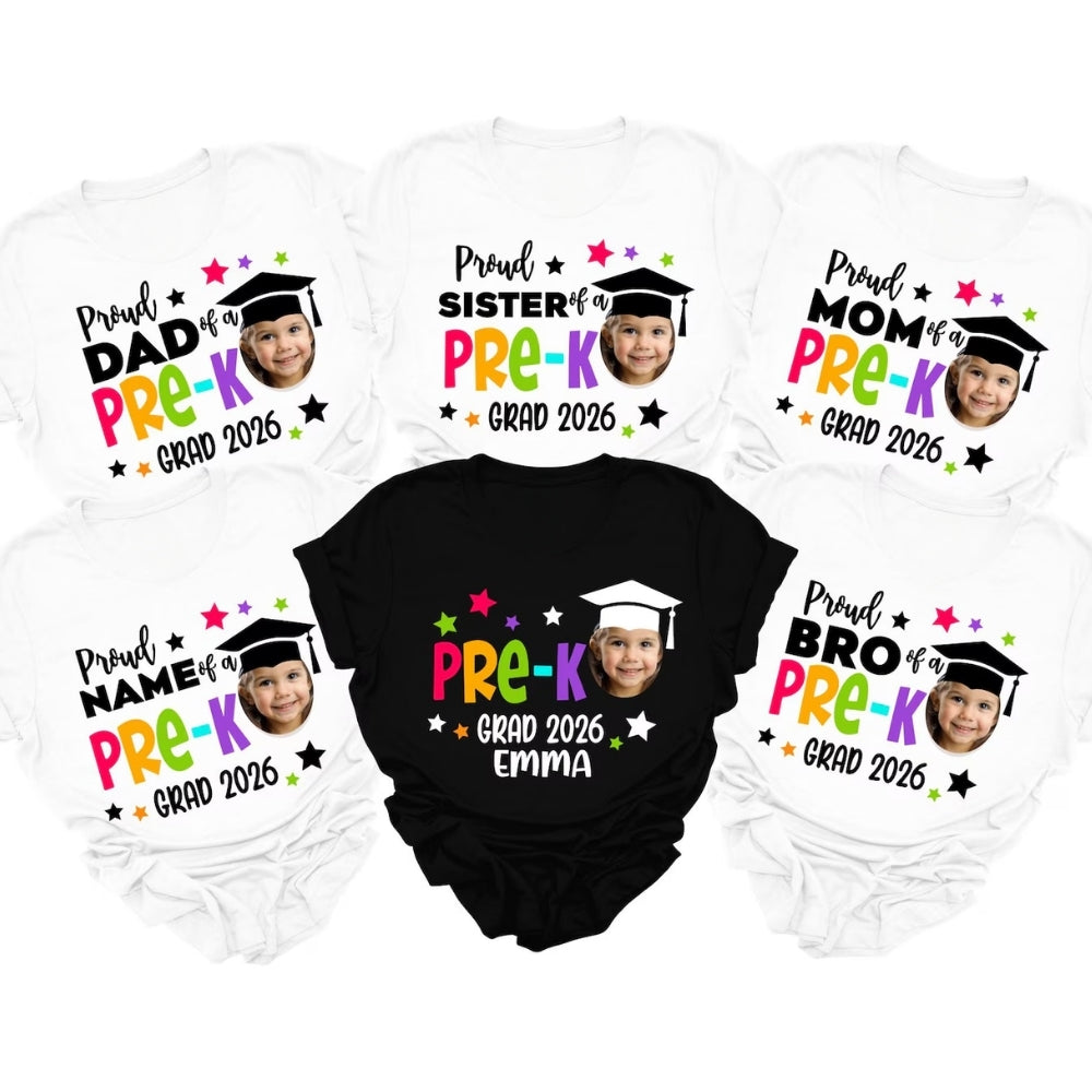 Proud Of A Pre-K Grad Custom Matching Family T Shirts, Personalized Kindergarten Graduation Family Matching Shirts ET0449