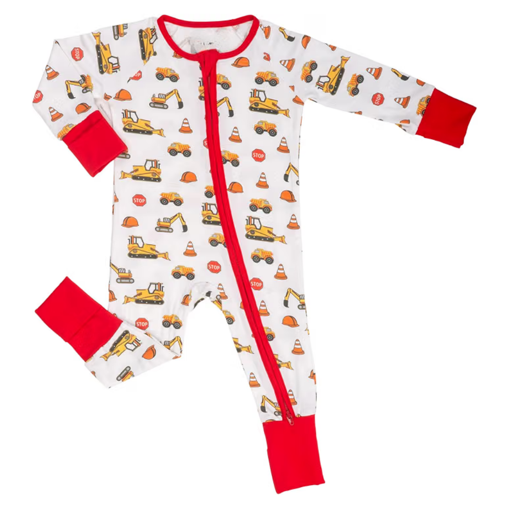 Excavation Constructor Baby Convertible Romper Zipper, Construction Convertible Romper For Baby BB0437