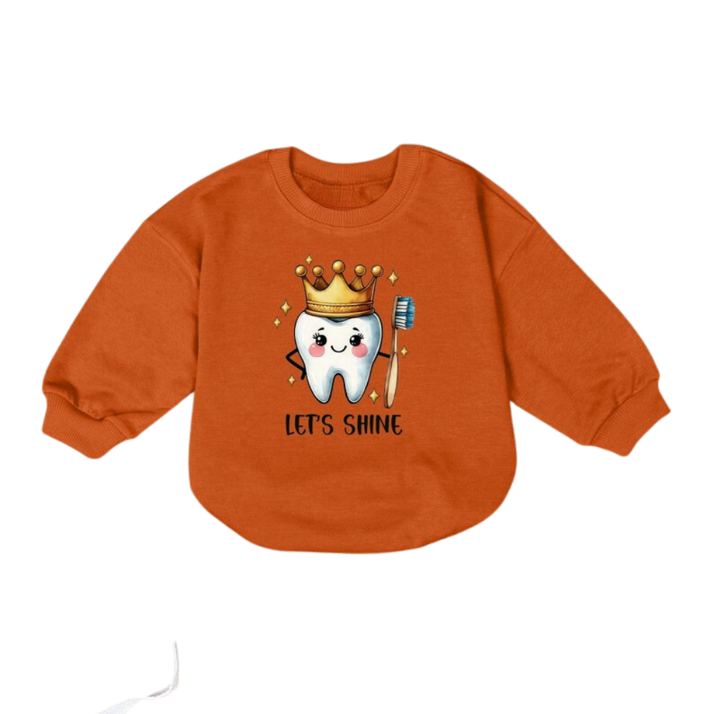 Let's Shine Tooth Baby Romper Sweatshirt, Dentist Baby Romper Sweater BB0480