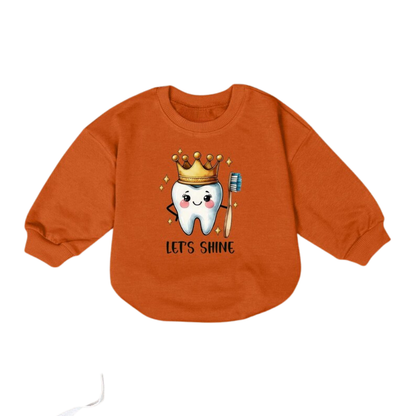 Let's Shine Tooth Baby Romper Sweatshirt, Dentist Baby Romper Sweater BB0480