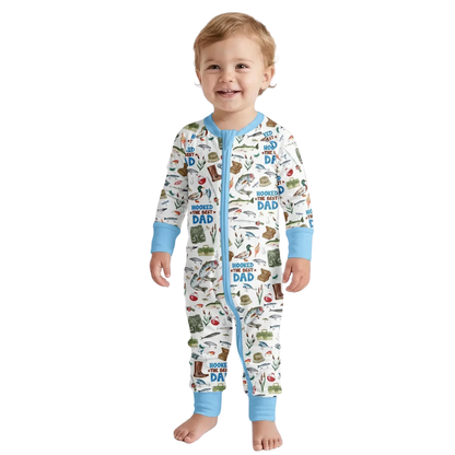 Hooked The Best Dad Baby Romper Convertible Zippy, Fishing Lover Baby Convertible Romper BB0897