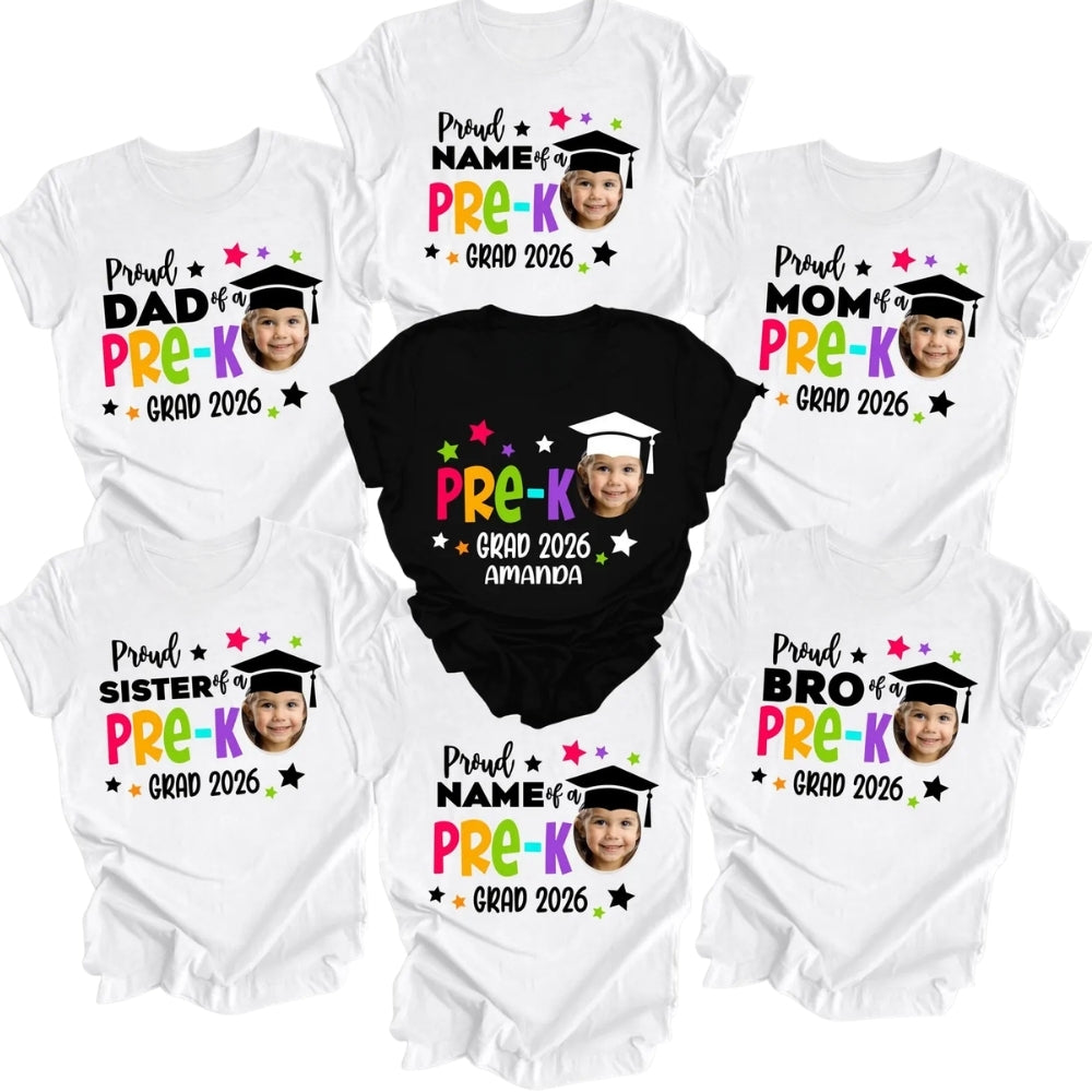 Proud Of A Pre-K Grad Custom Matching Family T Shirts, Personalized Kindergarten Graduation Family Matching Shirts ET0449