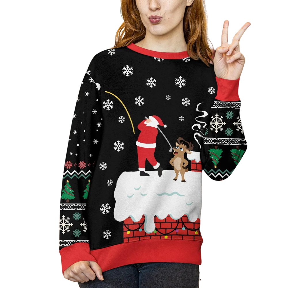 Santa Golfing Ugly Christmas 3D Sweatshirt, Golf Lover Christmas Sweater 2D1164