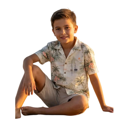 Palm Tree Tropical Hawaiian Matching Family Shirts, Beach Vacation Family Hawaiian Shirts ET0544
