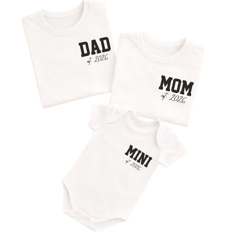 Custom Year Pregnancy Announcement Family T Shirts, Custom Matching Family Shirts To Announce Pregnancy ET0157