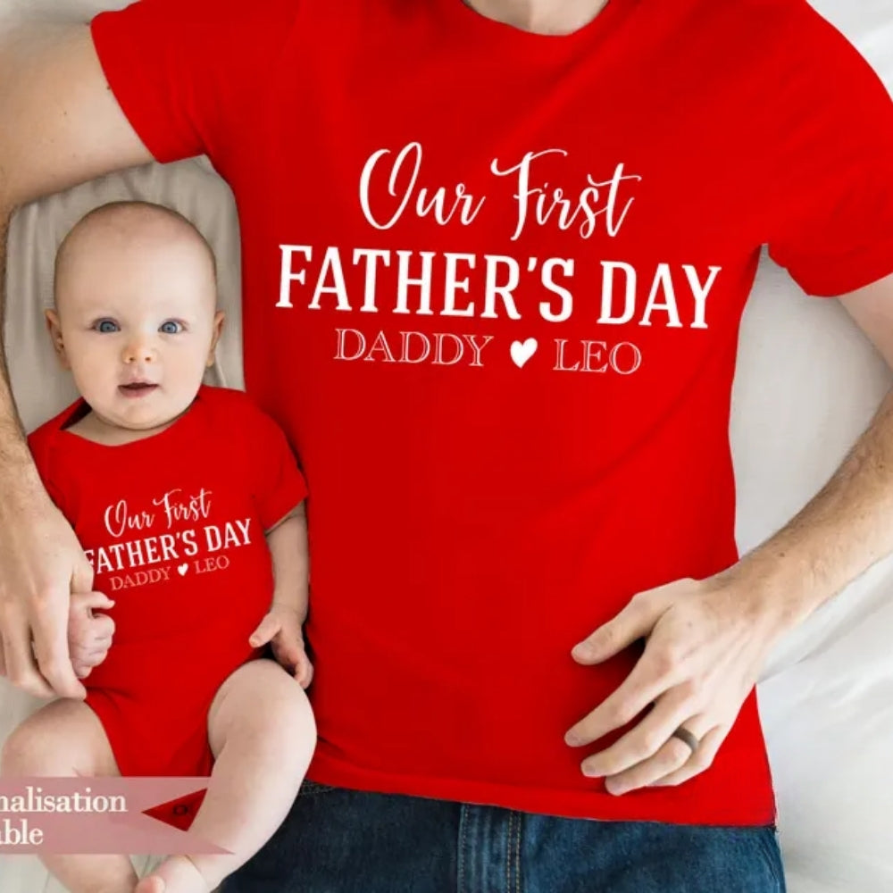 Custom Our First Father's Day Matching T Shirts For Daddy, Custom Family Shirts For 1st Father's Day ET0304