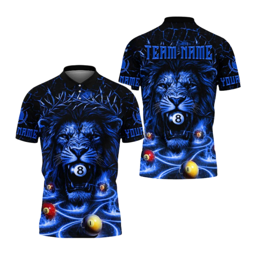 Custom Lion 8 Ball Billiard Polo Shirt For Men, Custom Lion Billiard Team Shirts BIE0048