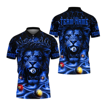 Custom Lion 8 Ball Billiard Polo Shirt For Men, Custom Lion Billiard Team Shirts BIE0048