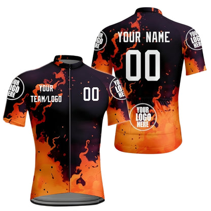 Custom Flame Short Sleeve Cycling Jersey With Logo For Mens, Men's Custom Team Cycling Jerseys CZ0067
