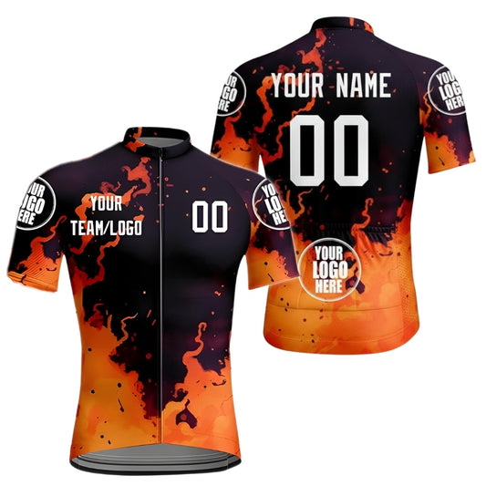 Custom Flame Short Sleeve Cycling Jersey With Logo For Mens, Men's Custom Team Cycling Jerseys CZ0067