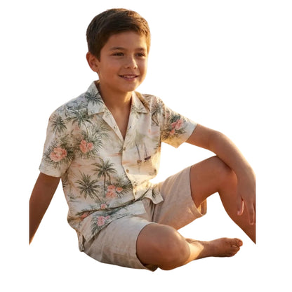 Palm Tree Tropical Hawaiian Matching Family Shirts, Beach Vacation Family Hawaiian Shirts ET0544