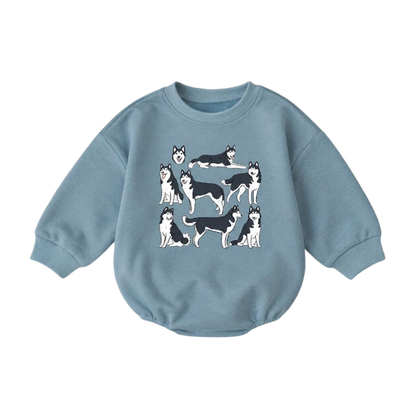 Husky Dog Baby Romper Sweatshirt, Husky Sweatshirt Baby Romper For Dog Lover BB0481