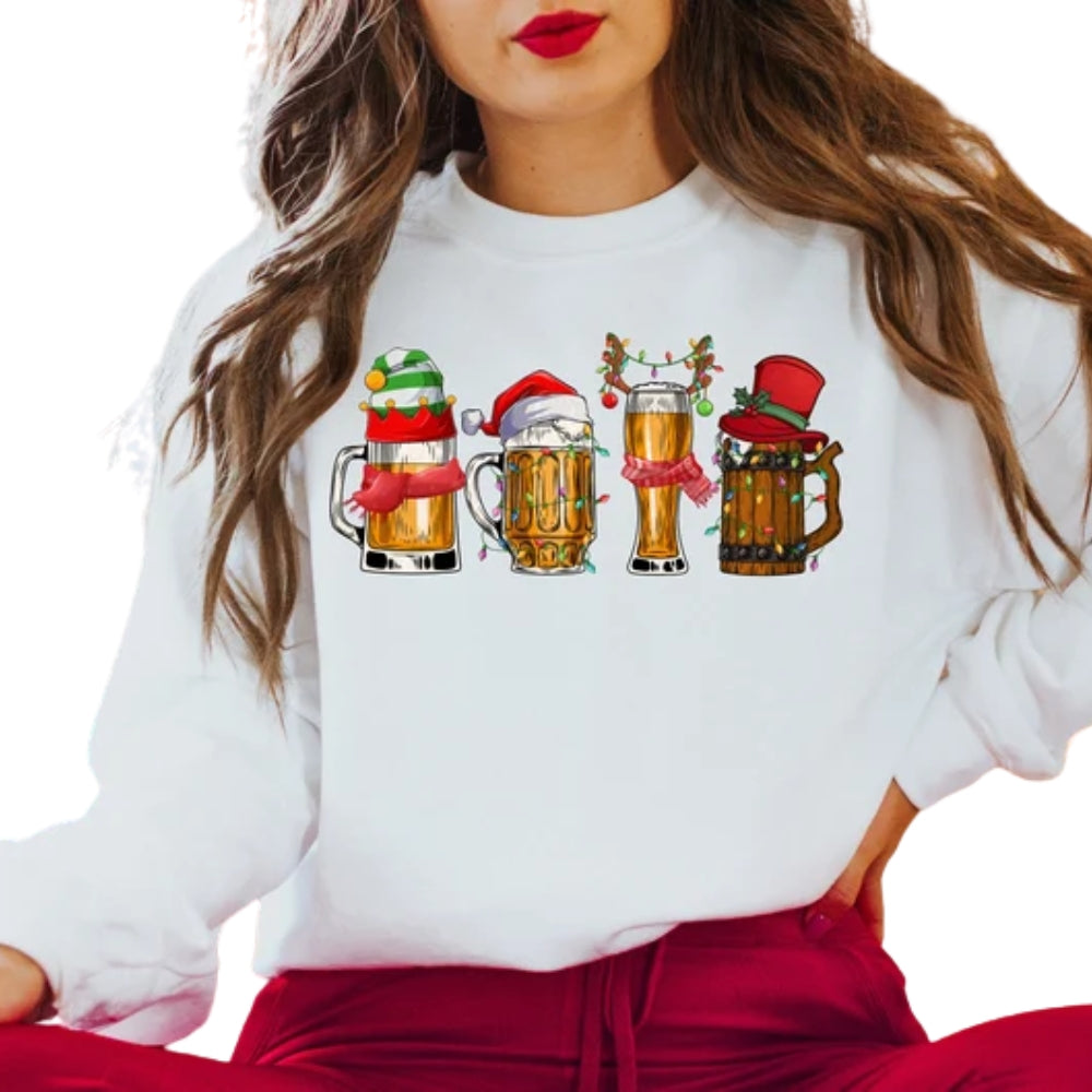 Santa Beer Christmas Lights Sweatshirt, Beer Christmas Sweatshirt 2D0640