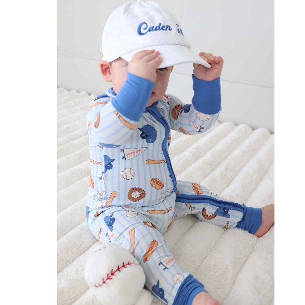 Baseball Blue Baby Convertible Zipper Romper, Baseball Baby Boy Romper Convertible BB0836