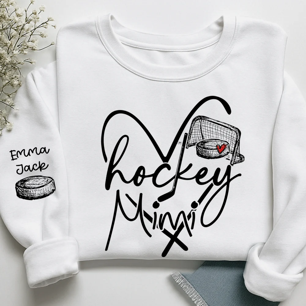 Personalized Hockey Mimi Sweatshirt Grandkids Names, Custom Hockey Grandmother Sweatshirt 2D1020