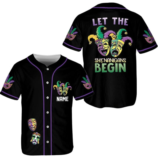 Let The Shenanigans Begin Custom Mardi Gras Matching Family Baseball Jersey, Custom Carnival Mardi Gras Family Baseball Jerseys ET0722