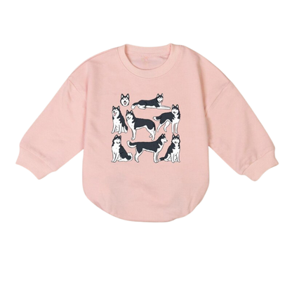 Husky Dog Baby Romper Sweatshirt, Husky Sweatshirt Baby Romper For Dog Lover BB0481