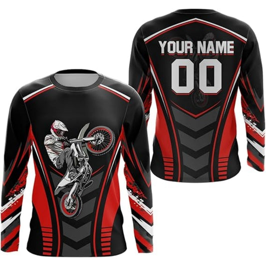 Custom Red Dirt Bike Racing Jersey Shirts For Men, Custom Dirt Bike Shirts MZ0029