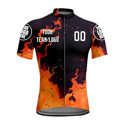 Custom Flame Short Sleeve Cycling Jersey With Logo For Mens, Men's Custom Team Cycling Jerseys CZ0067