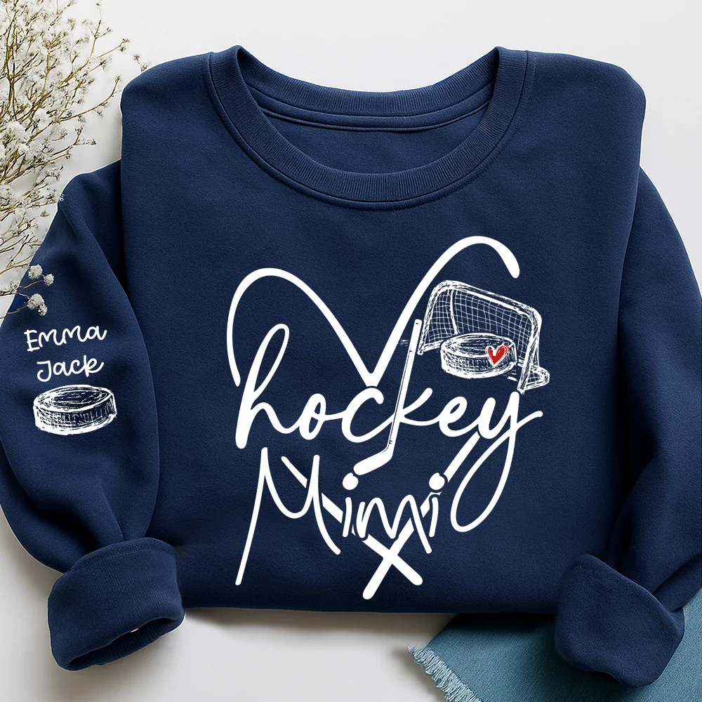 Personalized Hockey Mimi Sweatshirt Grandkids Names, Custom Hockey Grandmother Sweatshirt 2D1020