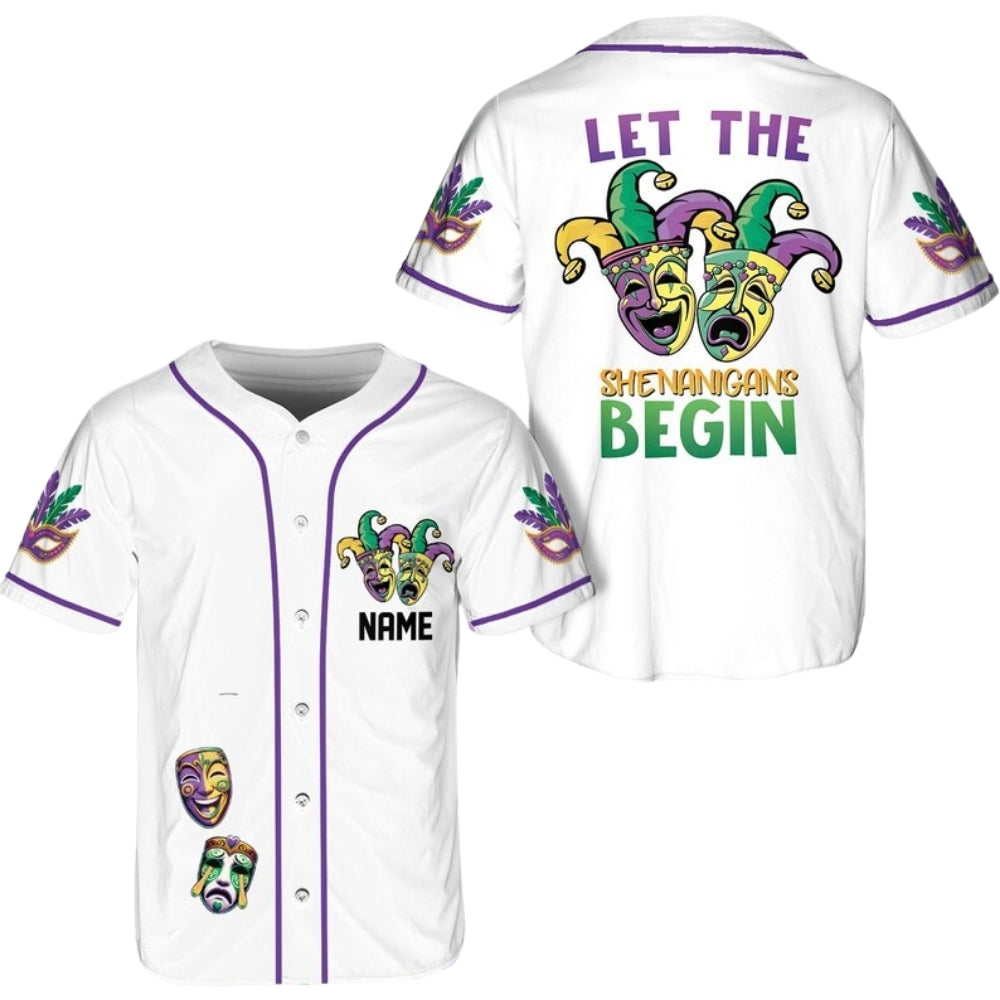 Let The Shenanigans Begin Custom Mardi Gras Matching Family Baseball Jersey, Custom Carnival Mardi Gras Family Baseball Jerseys ET0722