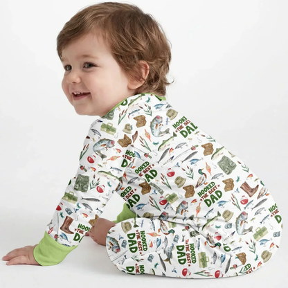 Hooked The Best Dad Baby Romper Convertible Zippy, Fishing Lover Baby Convertible Romper BB0897