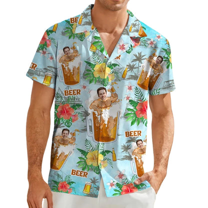 Custom Face Beer Tropical Hawaiian Shirt For Men, Custom Funny Photo Beer Hawaiian Shirt HE0258
